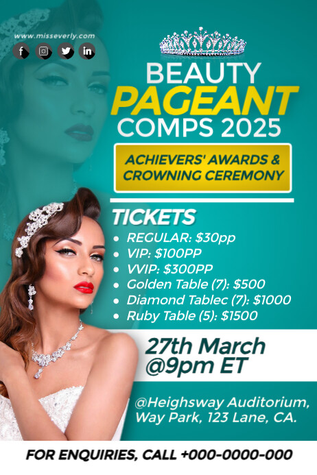 Pageant Screening Design Plantilla de Beauty Pageant Awards Ceremony Poster Template | PosterMyWall