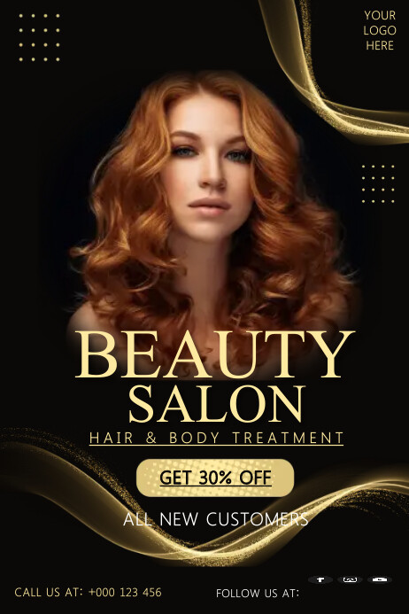 beauty salon, hair salon, beauty parlor, spa Plakat template