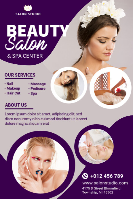 Beauty Salon & Spa Flyer Design Banner 4' × 6' template