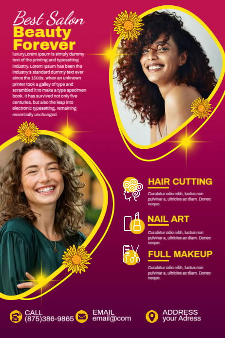 Beauty Salon Ads Póster template