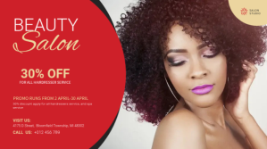 สีแดง Beauty Salon Promotion Twitter Post Template