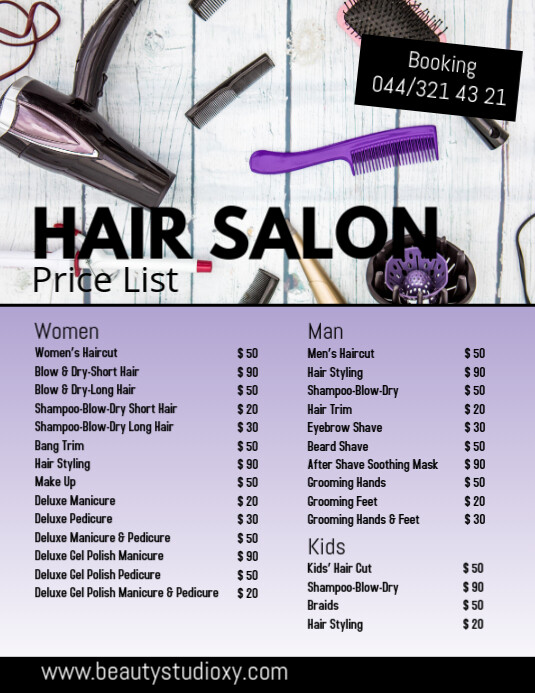 Deane Hair Design Price List