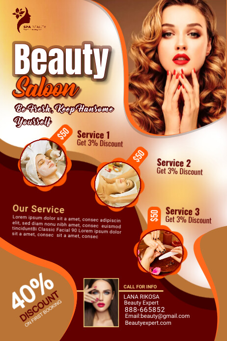 beauty saloon flyer design โปสเตอร์ template