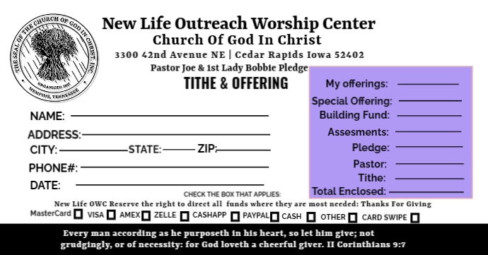 Copy of NEW LIFE OWC TITHE & OFFERING ENVELOPE (2) | PosterMyWall