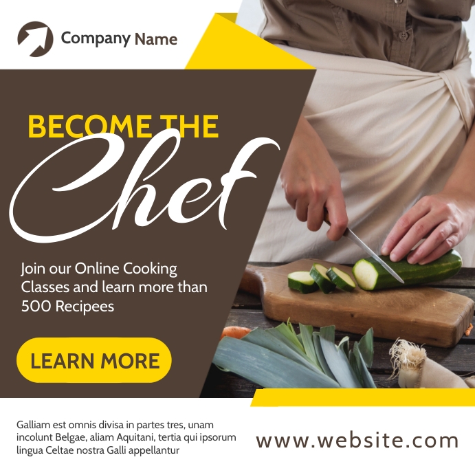 become the chef online cooking classes advert Template | PosterMyWall