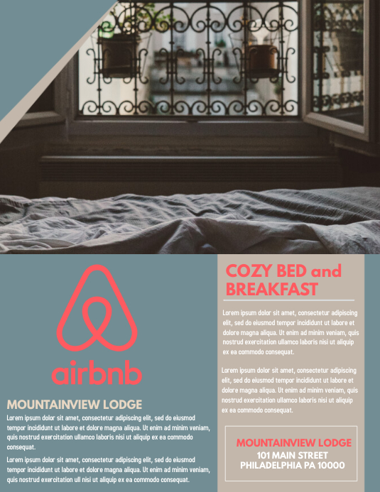 bed and breakfast Template PosterMyWall