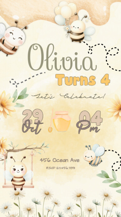 bee invitation Instagram Story template