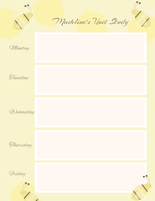 Bee Theme Unit Study Lesson Plan Template Flyer (US Letter)