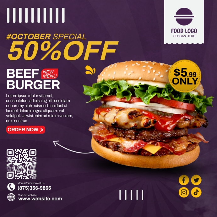 Beef Burger Discount Ads Template | PosterMyWall
