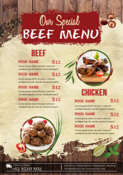 Beef Menu Templates | PosterMyWall
