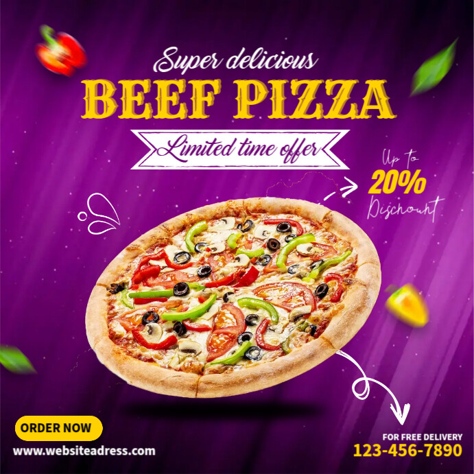 Beef Pizza Ads Post Instagram template