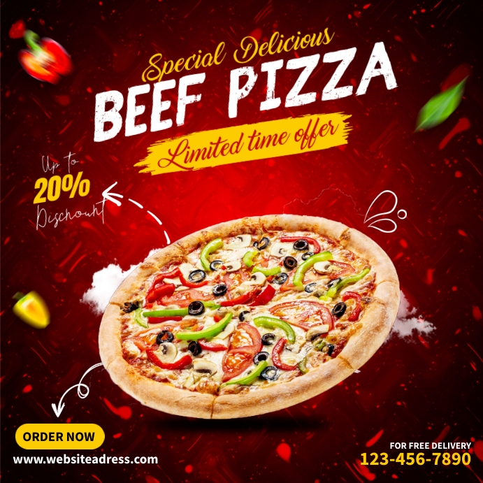 Beef Pizza Publicação no Instagram template