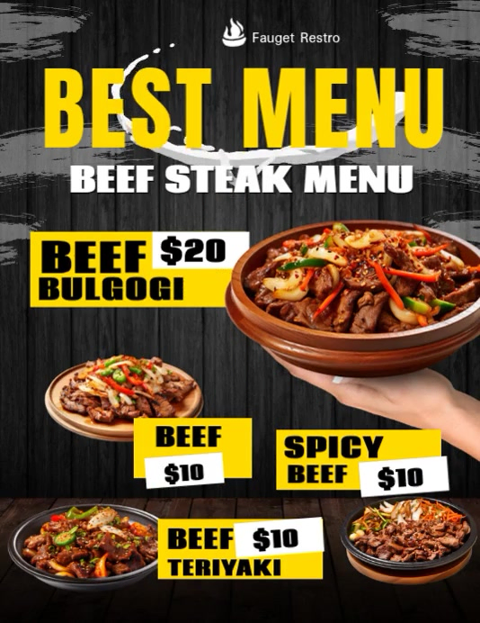 Copy of Beef Steak Food Menu | PosterMyWall
