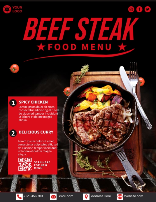 Beef Menu Label Beef Steak Menu Template | PosterMyWall