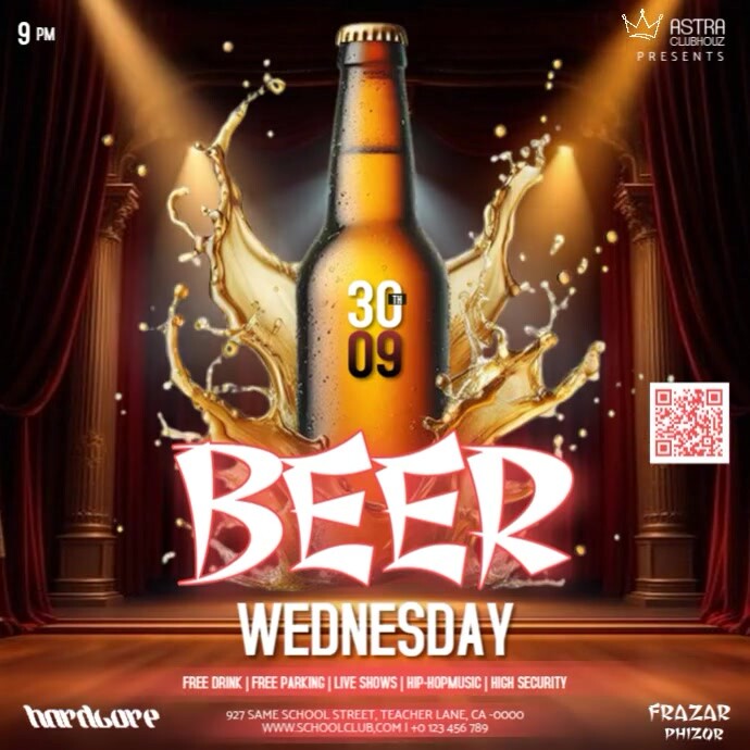 Beer Ad Advert Party Event Design Template Quadrado (1:1)