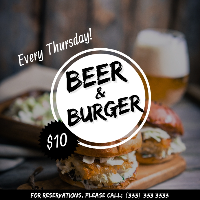 Beer and Burger offer Template PosterMyWall