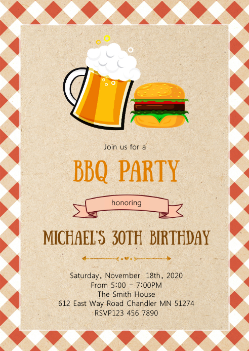 Beer And Burger Party Invitation Template Postermywall