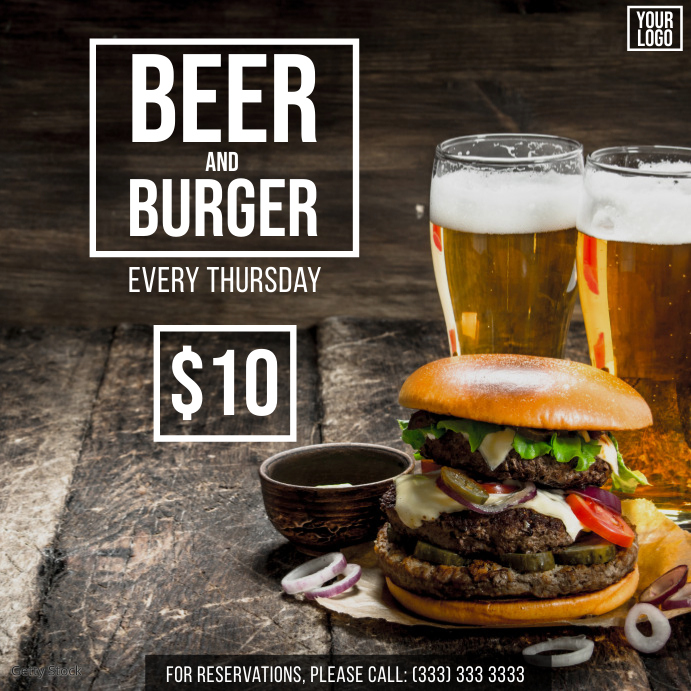 Beer and Burger promo offer Template | PosterMyWall