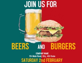 Beer and burgers night flyers advertisement template