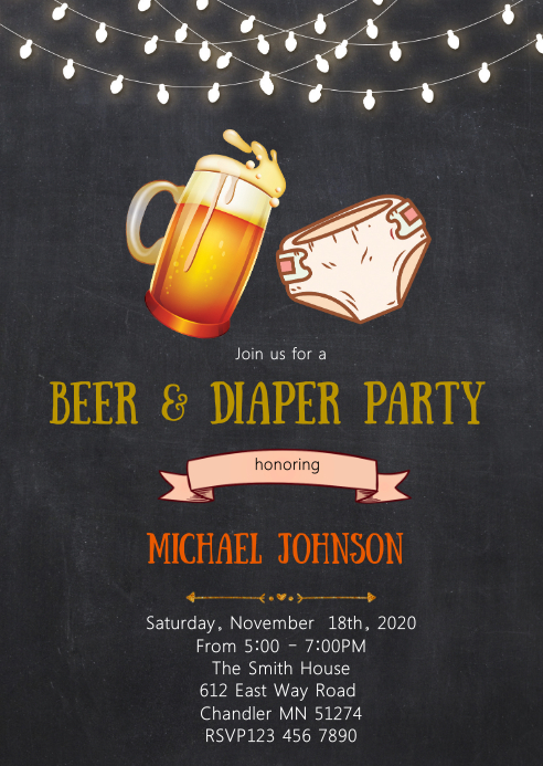 Beer And Diaper Shower Party Invitation Template Postermywall