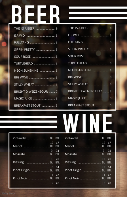 BEER AND WINE list featured menu (3) Template PosterMyWall BEER AND WINE list featured menu (3) Template PosterMyWall