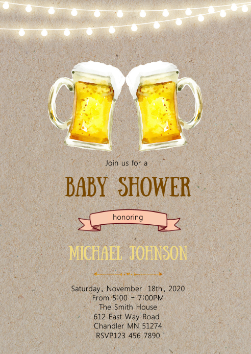 Beer Baby Shower Party Invitation Template Postermywall