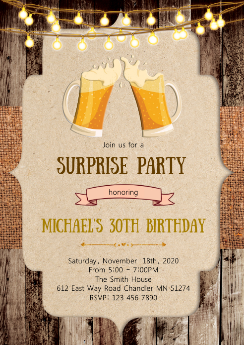 Beer birthday party invitation Template | PosterMyWall