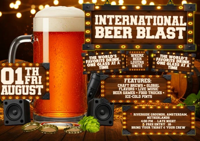 Beer Blast: Lights, Pints, Party A4 template