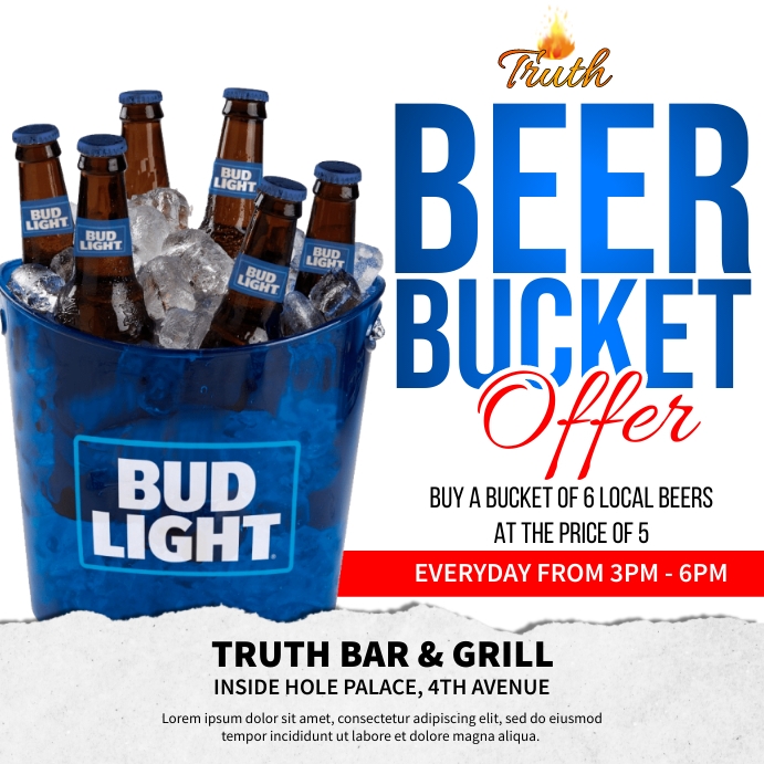 Bucket Collection Flyer Beer bucket offer poster Template | PosterMyWall