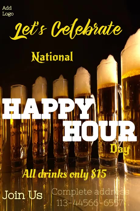 national happy hour day, happy hour day poster (1) Plakat template