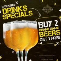 BEER HAPPY HOUR SPECIAL AD DESIGN TEMPLATE Kvadrat (1:1)