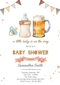 Beer milk bottle pacifier shower invitation A6 template