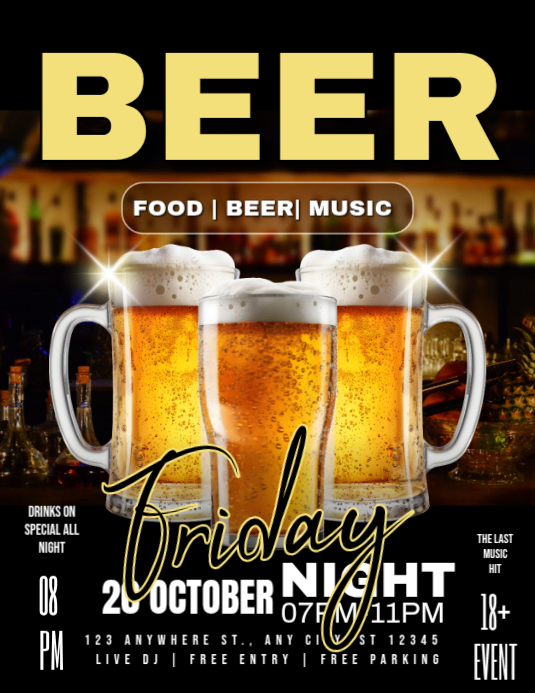 Black Beer Night Event Flyers Template | PosterMyWall