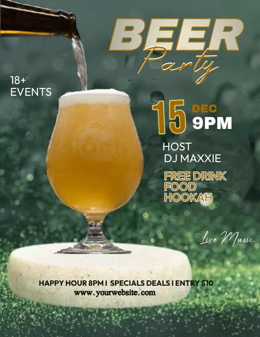 Beer Party Video Flyer (US Letter) template