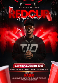 Beer Pong Neon Night Party A4 template