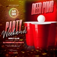 beer pong party night psd free template Quadrat (1:1)