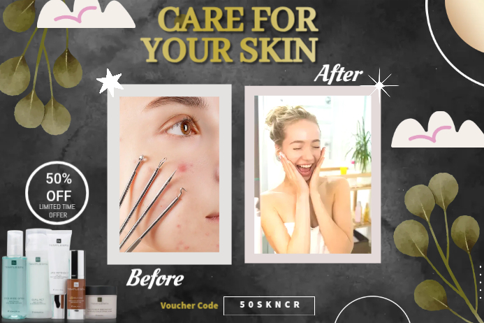 Before & After Start Your Skin Routine Instag Плакат template