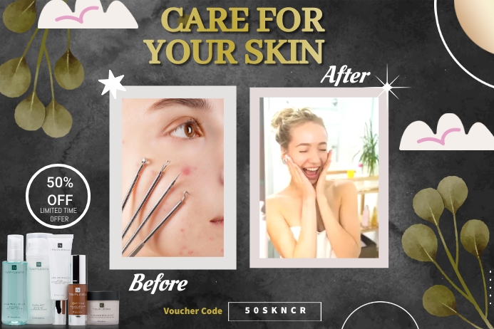 Before & After Start Your Skin Routine Instag Poster template