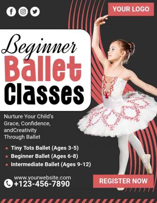 Black Ballet Classes Flyers Template | PosterMyWall