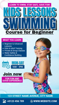 Niebieski Swimming Lessons Facebook Story Template