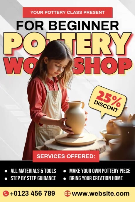 Beginner Pottery Workshop Template | PosterMyWall