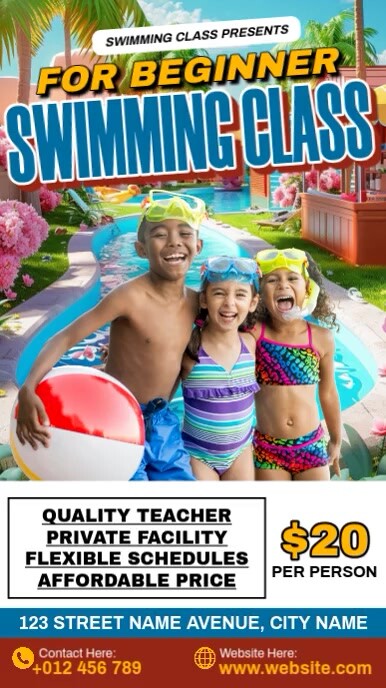 Beginner Swimming Class Instagram Reel template