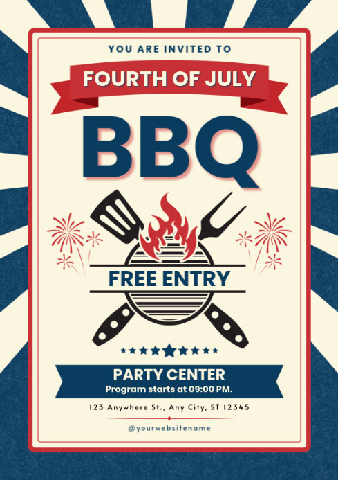Beige 4th Of July A4 template