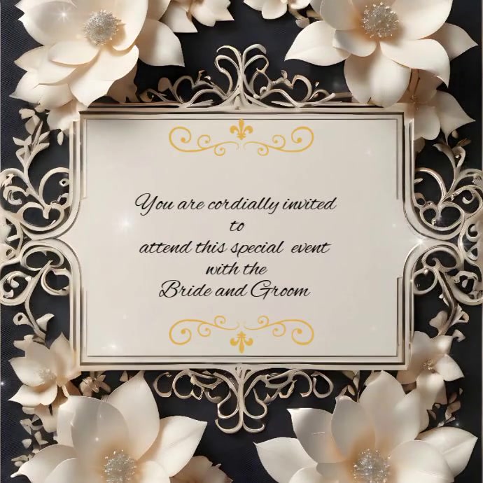 beige and Army Green Professional Editable Wedding Invitation Animated Video Square  (1:1) template