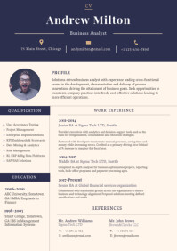 Beige And Blue Modern Resume Template Postermywall