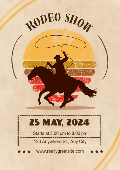 Beige And Brown Sunset Cowboy Rodeo Template | PosterMyWall