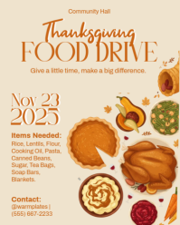 Yellow Thanksgiving Food Drive Instagram Portrait Template