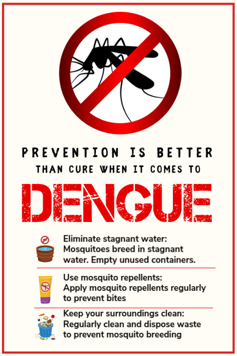 Beige and red Modern & Minimal Dengue Prevention Poster template