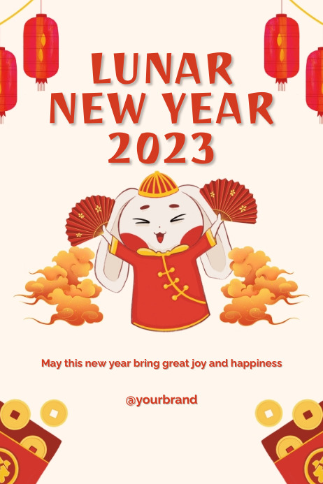 Beige and Red Modern Lunar New Year Poster Template | PosterMyWall