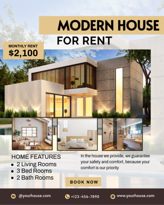 Beige And White Modern House For Rent Instagram Post Template ...